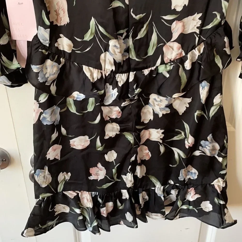 Avec Les Filles Floral Bell Sleeve Dress
